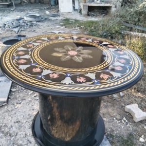 Fancy Marble Inlay Table Top with Stand