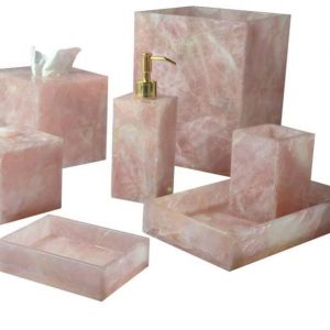 Rose Quartz Stone Bathroom Set